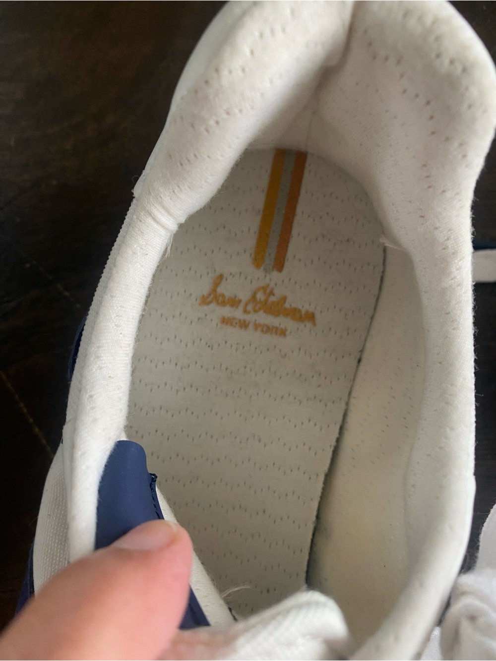 New! Sam Edelman Women’s White and Blue Canvas Sneakers Size 9.5 - Picture 10 of 13